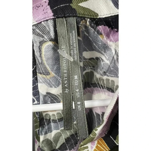 Anthropologie 2pc dress pant and bodysuit blouse set abstract print size 4. - Picture 12 of 15